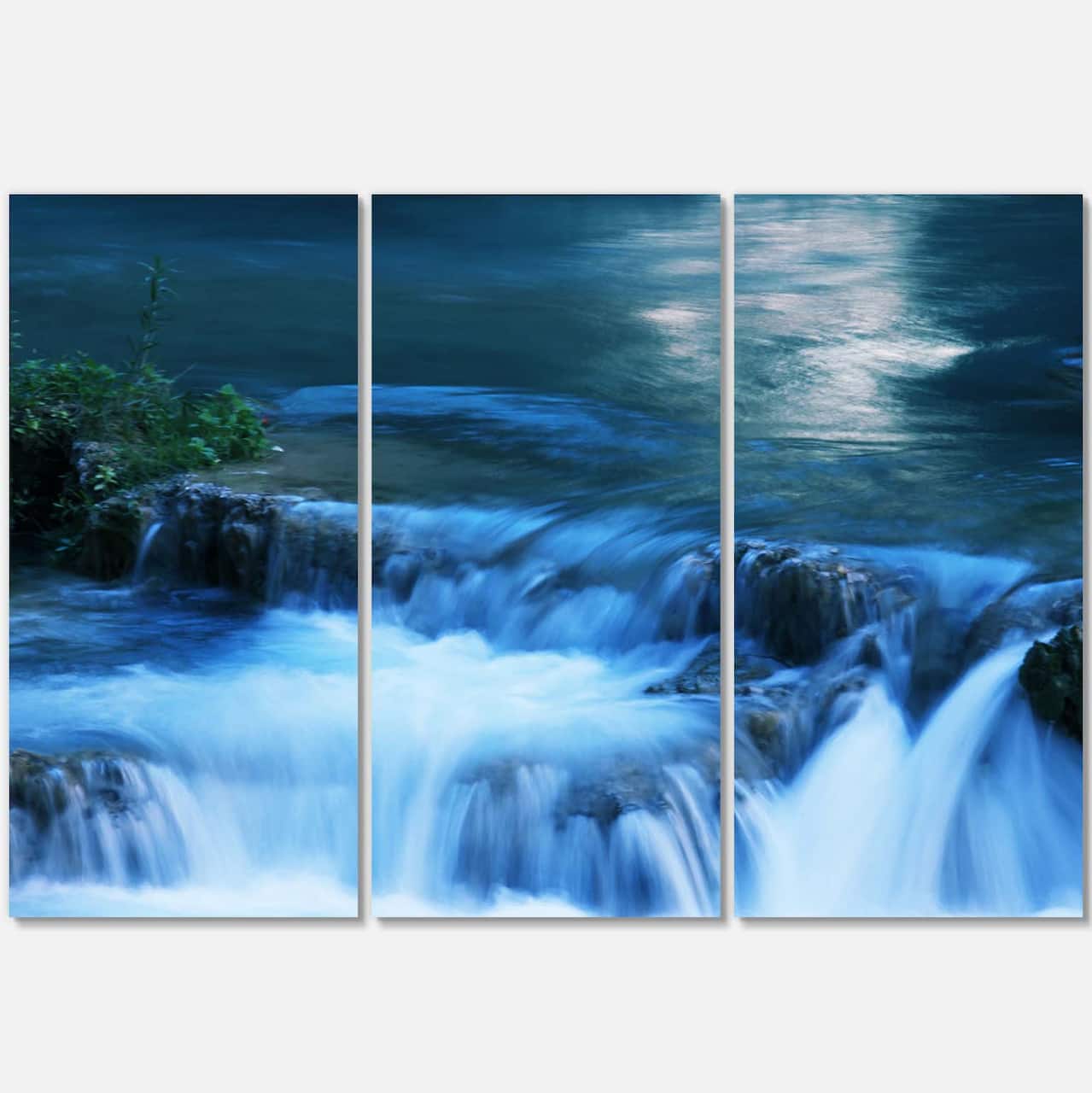 Designart - Beautiful Small Blue Waterfalls - Landscape Wall Art on Canvas